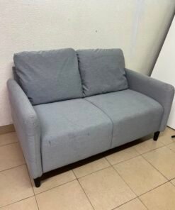 Modern Light Grey 2-Seater Loveseat / Small Sofa – Compact Design with Loose Back Cushions & Short Black Legs - Image 12