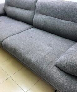 Modern Dark Grey 2-Seater Fabric Sofa / Loveseat – Plush Cushions with Horizontal Panel Stitching & Low-Profile Legs - Image 5