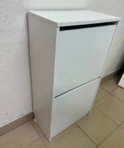 Minimalist White 2-Tier Shoe Cabinet / Storage Unit – Compact Tilt-Out Organizer with Handleless Flap Doors - Image 8