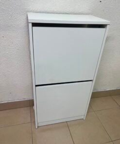 Minimalist White 2-Tier Shoe Cabinet / Storage Unit – Compact Tilt-Out Organizer with Handleless Flap Doors - Image 10