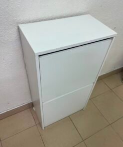 Minimalist White 2-Tier Shoe Cabinet / Storage Unit – Compact Tilt-Out Organizer with Handleless Flap Doors - Image 11