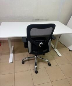 Ergonomic Black Mesh Office Chair – Adjustable Lumbar Support Dial, Flip-Up Armrests & Chrome Base