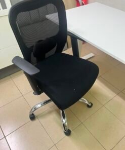 Ergonomic Black Mesh Office Chair – Adjustable Lumbar Support Dial, Flip-Up Armrests & Chrome Base - Image 8