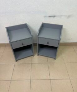 Set of 2 Grey Bedside Tables / Nightstands – Modern Storage Cabinet with Drawer, Open Shelf & Safety Raised Edges - Image 3