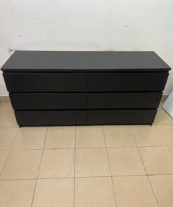 Minimalist Black 6-Drawer Dresser / Wide Chest – Handleless Design with Integrated Recessed Pulls & Low-Profile Base - Image 4