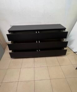 Minimalist Black 6-Drawer Dresser / Wide Chest – Handleless Design with Integrated Recessed Pulls & Low-Profile Base - Image 5