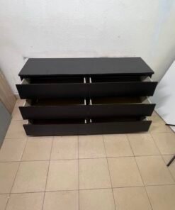 Minimalist Black 6-Drawer Dresser / Wide Chest – Handleless Design with Integrated Recessed Pulls & Low-Profile Base - Image 7