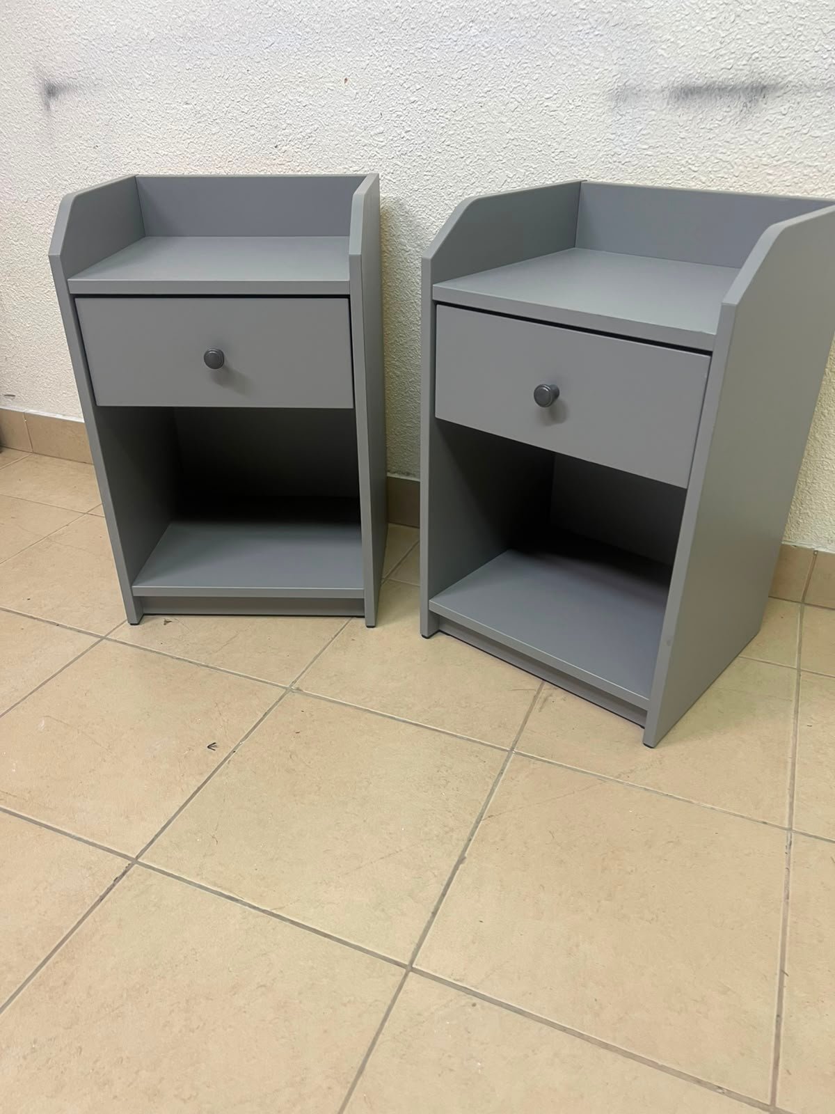 IKEA HAUGA bedside table, grey, features one drawer and one open shelf for storage - Image 6
