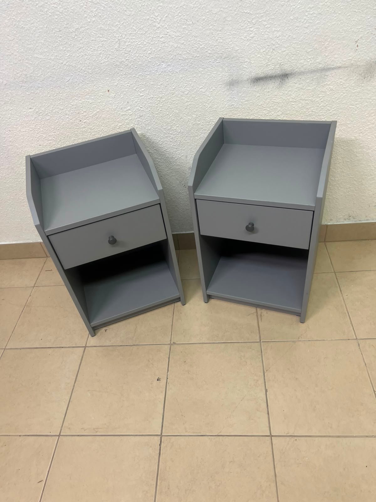 IKEA HAUGA bedside table, grey, features one drawer and one open shelf for storage - Image 8