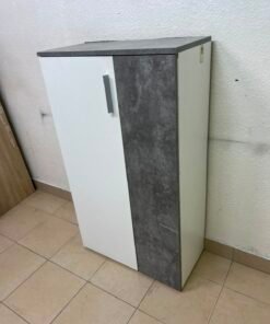 PAN Home Goldash two-door shoe cabinet in white and gray