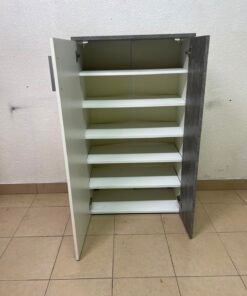 PAN Home Goldash two-door shoe cabinet in white and gray - Image 6
