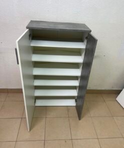 PAN Home Goldash two-door shoe cabinet in white and gray - Image 5