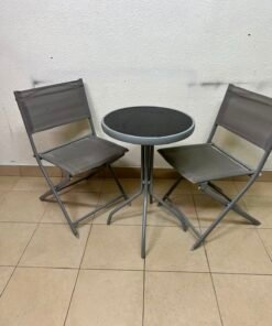 A 3-piece balcony set from Tectake, featuring a glass-topped table and two folding chairs. - Image 7