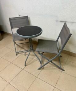 A 3-piece balcony set from Tectake, featuring a glass-topped table and two folding chairs. - Image 9
