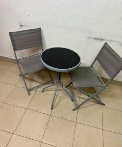 A 3-piece balcony set from Tectake, featuring a glass-topped table and two folding chairs. - Image 5