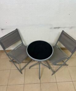 A 3-piece balcony set from Tectake, featuring a glass-topped table and two folding chairs. - Image 3