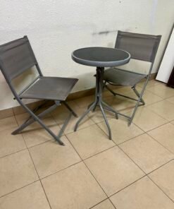 A 3-piece balcony set from Tectake, featuring a glass-topped table and two folding chairs. - Image 11