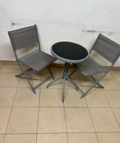 A 3-piece balcony set from Tectake, featuring a glass-topped table and two folding chairs. - Image 2