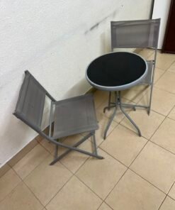 A 3-piece balcony set from Tectake, featuring a glass-topped table and two folding chairs. - Image 10
