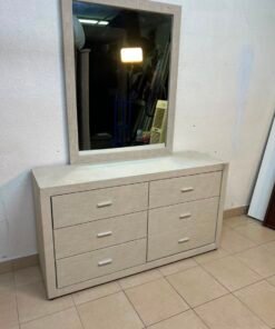 This piece resembles a Tisley or Vault-style mirrored wardrobe, featuring a light wood finish and modern silver handles. - Image 5