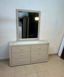 This piece resembles a Tisley or Vault-style mirrored wardrobe, featuring a light wood finish and modern silver handles. - Image 2