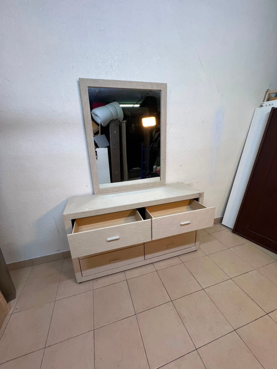 This piece resembles a Tisley or Vault-style mirrored wardrobe, featuring a light wood finish and modern silver handles. - Image 3