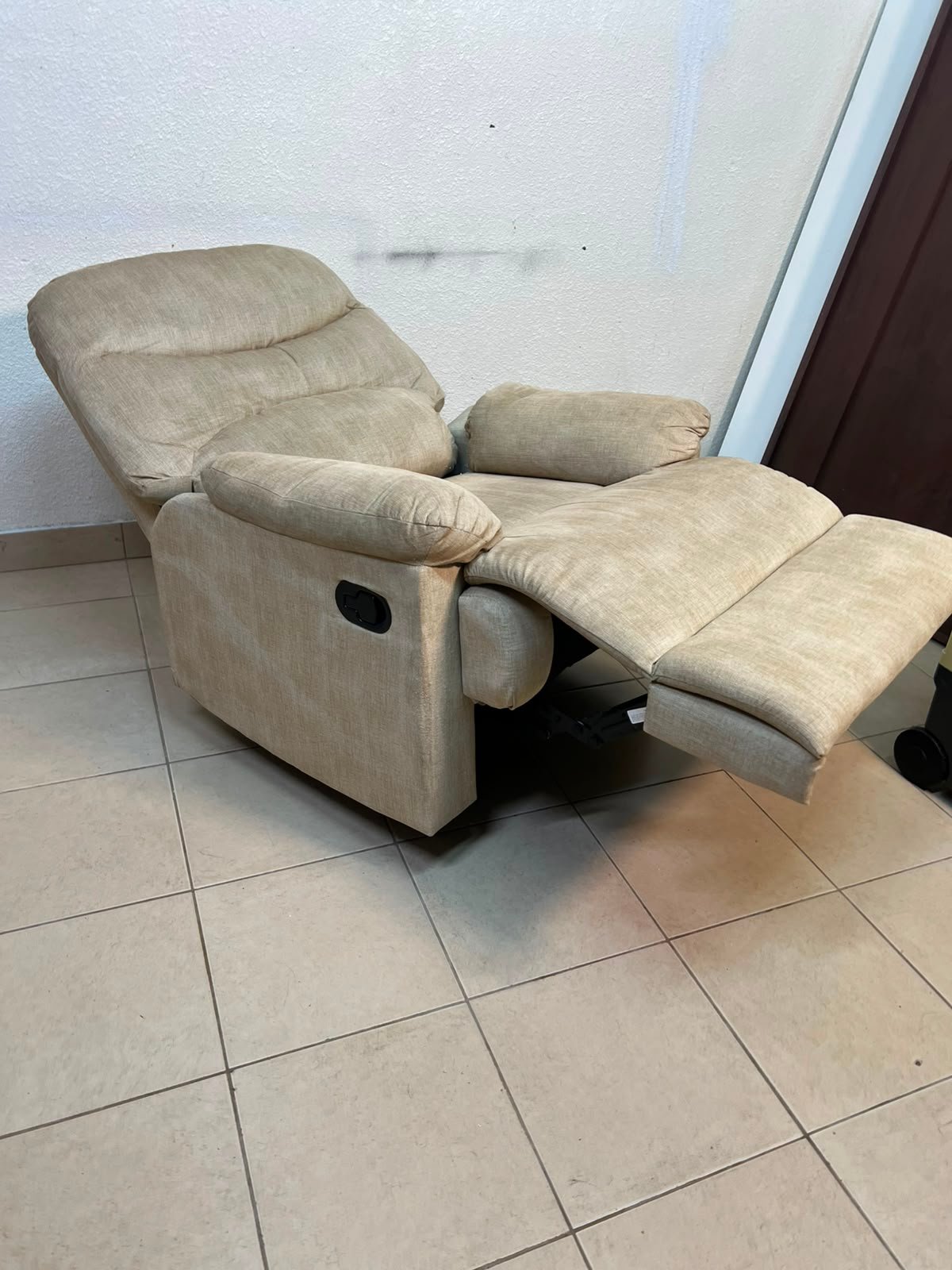 Danube Home's "Benedict" single-seat fabric recliner in beige. - Image 8