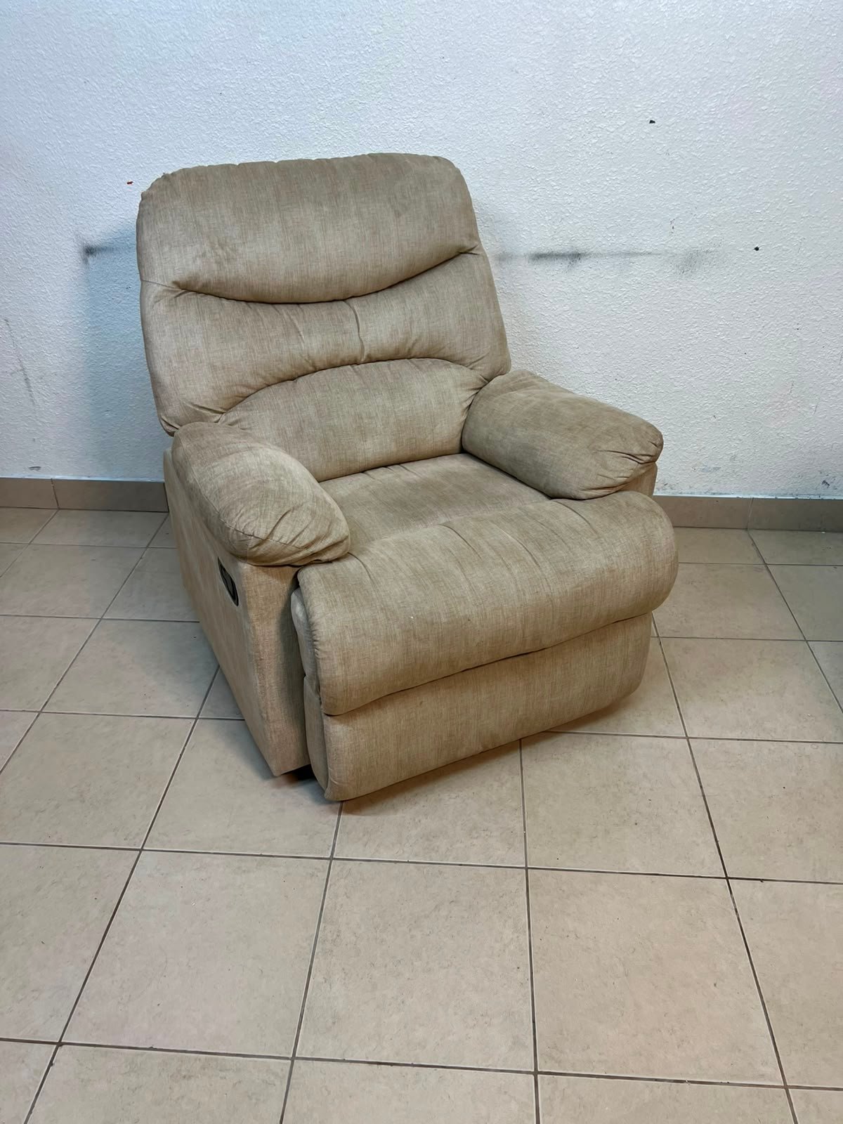 Danube Home's "Benedict" single-seat fabric recliner in beige. - Image 7