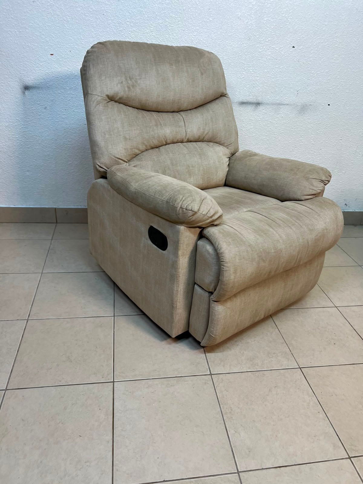 Danube Home's "Benedict" single-seat fabric recliner in beige. - Image 6