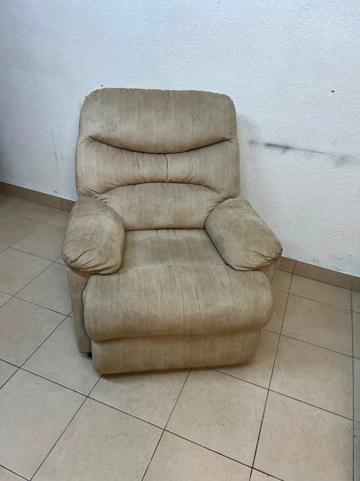 Danube Home's "Benedict" single-seat fabric recliner in beige. - Image 2