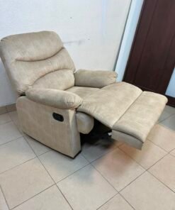Danube Home's "Benedict" single-seat fabric recliner in beige. - Image 4