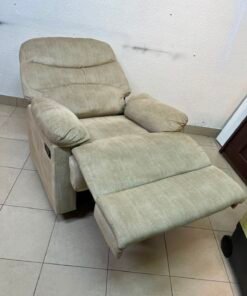 Danube Home's "Benedict" single-seat fabric recliner in beige. - Image 10