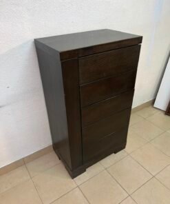 A Home Centre Geneva-style chest of drawers, featuring a dark brown color and solid wood design with 5 drawers. - Image 6