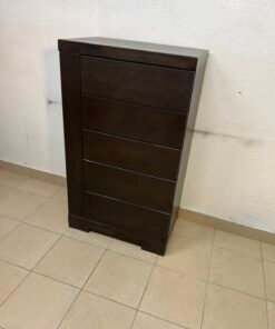 A Home Centre Geneva-style chest of drawers, featuring a dark brown color and solid wood design with 5 drawers. - Image 7