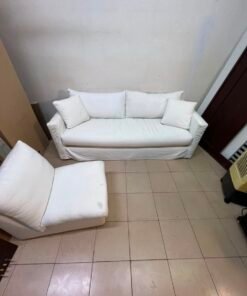 IKEA HYLTARP three-seat sofa set in white with washable Hallarp cover - Image 6