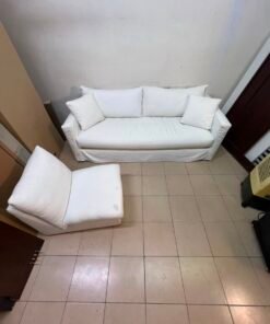 IKEA HYLTARP three-seat sofa set in white with washable Hallarp cover