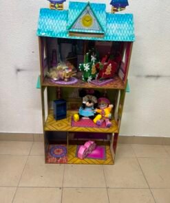 Frozen-Themed Wooden Dollhouse with Turquoise Roof, Clock Tower & 3 Levels – Includes Miniature Furniture & Plush Characters - Image 5