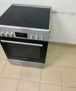 The image shows a freestanding Bosch electric cooker measuring 60x60 cm with a glass ceramic surface and built-in oven. - Image 13