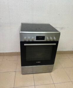 The image shows a freestanding Bosch electric cooker measuring 60x60 cm with a glass ceramic surface and built-in oven. - Image 10