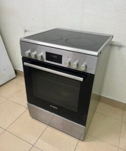 The image shows a freestanding Bosch electric cooker measuring 60x60 cm with a glass ceramic surface and built-in oven. - Image 6