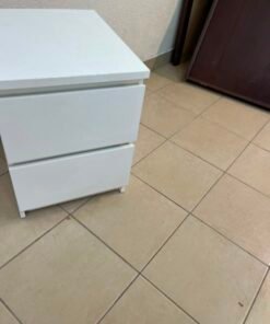 Minimalist White 2-Drawer Nightstand – Compact Bedside Table with Handleless Drawers & Modern Box Frame - Image 12