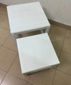 IKEA's Havista nesting table set (2-piece set in white), made of solid pine wood. - Image 5