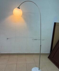 Heavy marble arched floor lamp, adjustable metal bracket, and lampshade - Image 9
