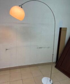 Heavy marble arched floor lamp, adjustable metal bracket, and lampshade - Image 7