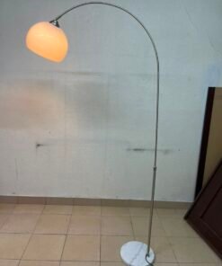 Heavy marble arched floor lamp, adjustable metal bracket, and lampshade - Image 10