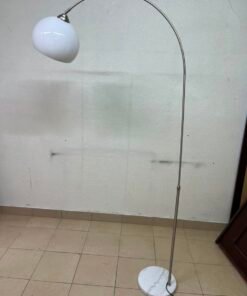 Heavy marble arched floor lamp, adjustable metal bracket, and lampshade - Image 5