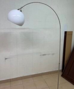 Heavy marble arched floor lamp, adjustable metal bracket, and lampshade - Image 4