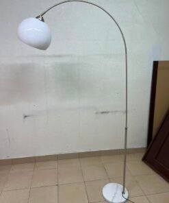 Heavy marble arched floor lamp, adjustable metal bracket, and lampshade - Image 6