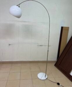 Heavy marble arched floor lamp, adjustable metal bracket, and lampshade - Image 2