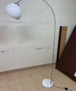 Heavy marble arched floor lamp, adjustable metal bracket, and lampshade - Image 3